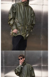 Loose Riveted Punk Leather Jacket