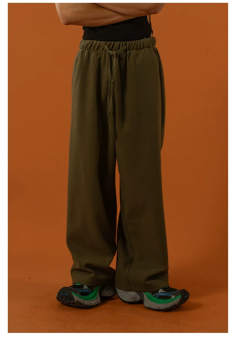 Men's Drawstring Wool Wide Leg Pants