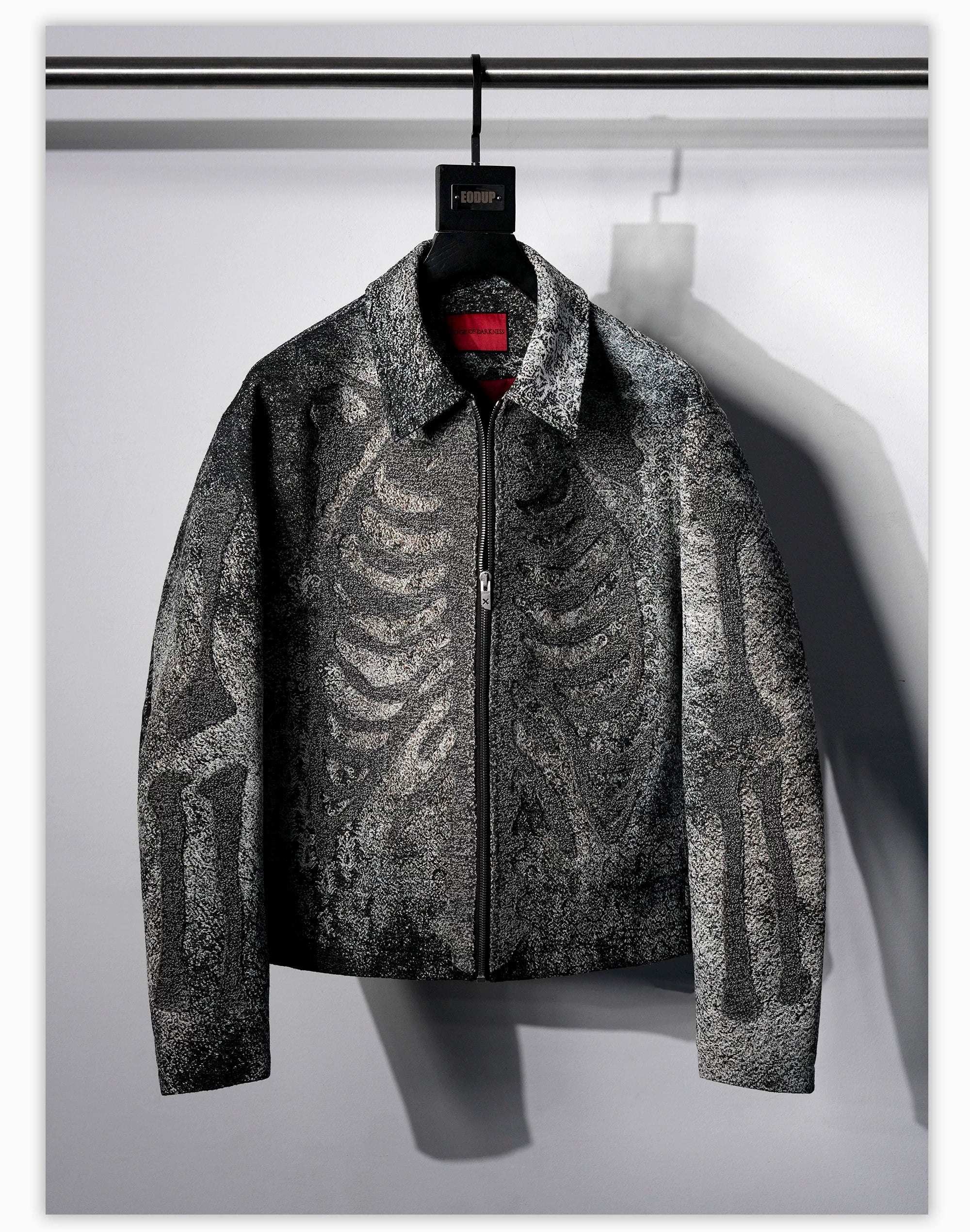 Dark Skeleton Embroidery Boxy Coat