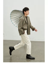 Vintage Herringbone Elastic Waist Cargo Pants