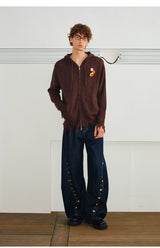 Men's Curved Wide Leg Denim Pants