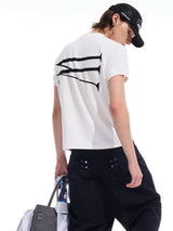 White Waffle Print Raglan Boxy Tee