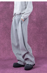 Gray Black Elastic Waist Sweatpants