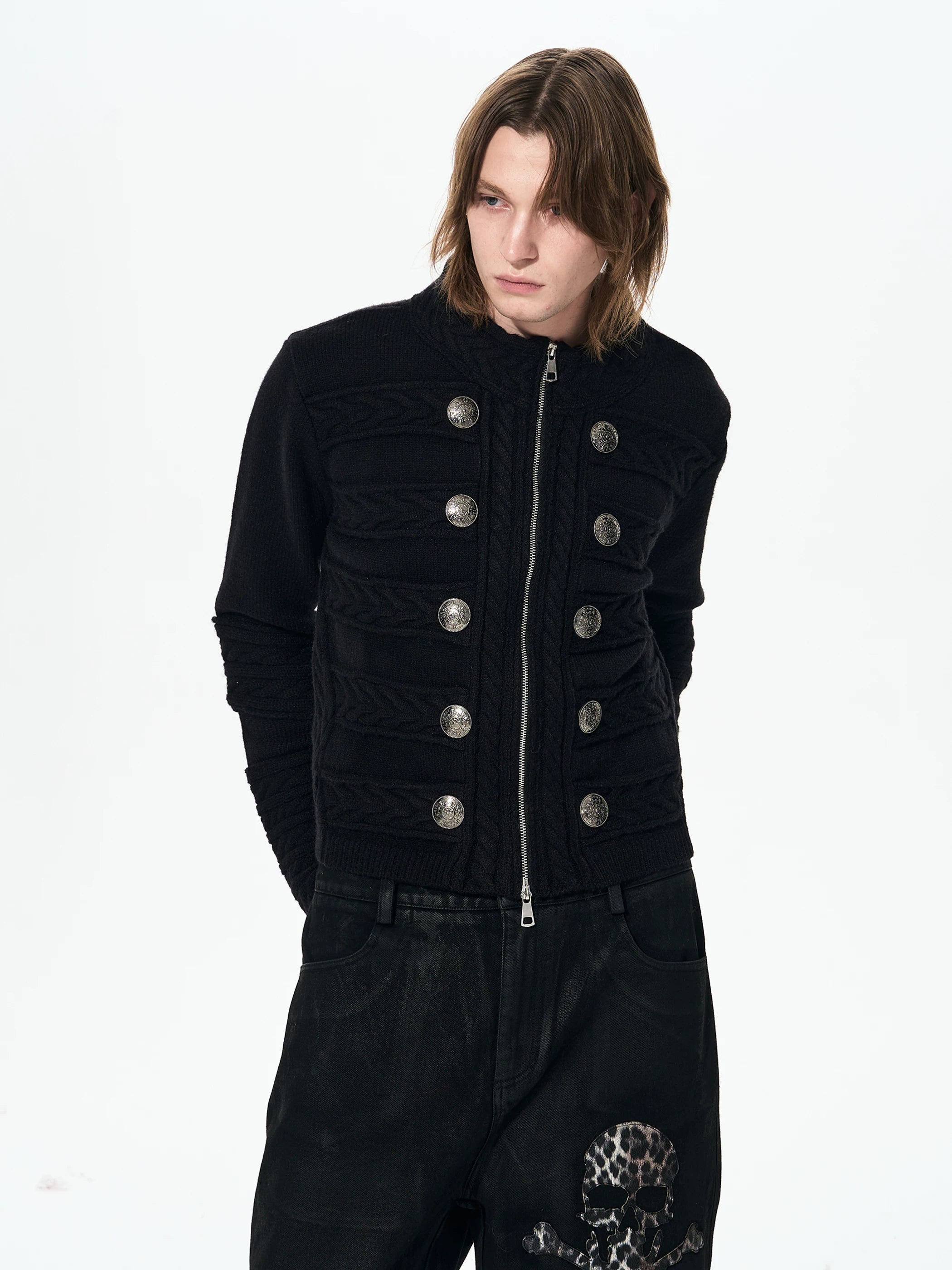 Men's Black Knit Sweater Coat