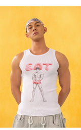 White EatMe Comic Print Tank Top