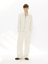 Straight Leg Drawstring Linen Tencel Pants