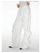 Dual Pocket Pleated Straight Flared Pants