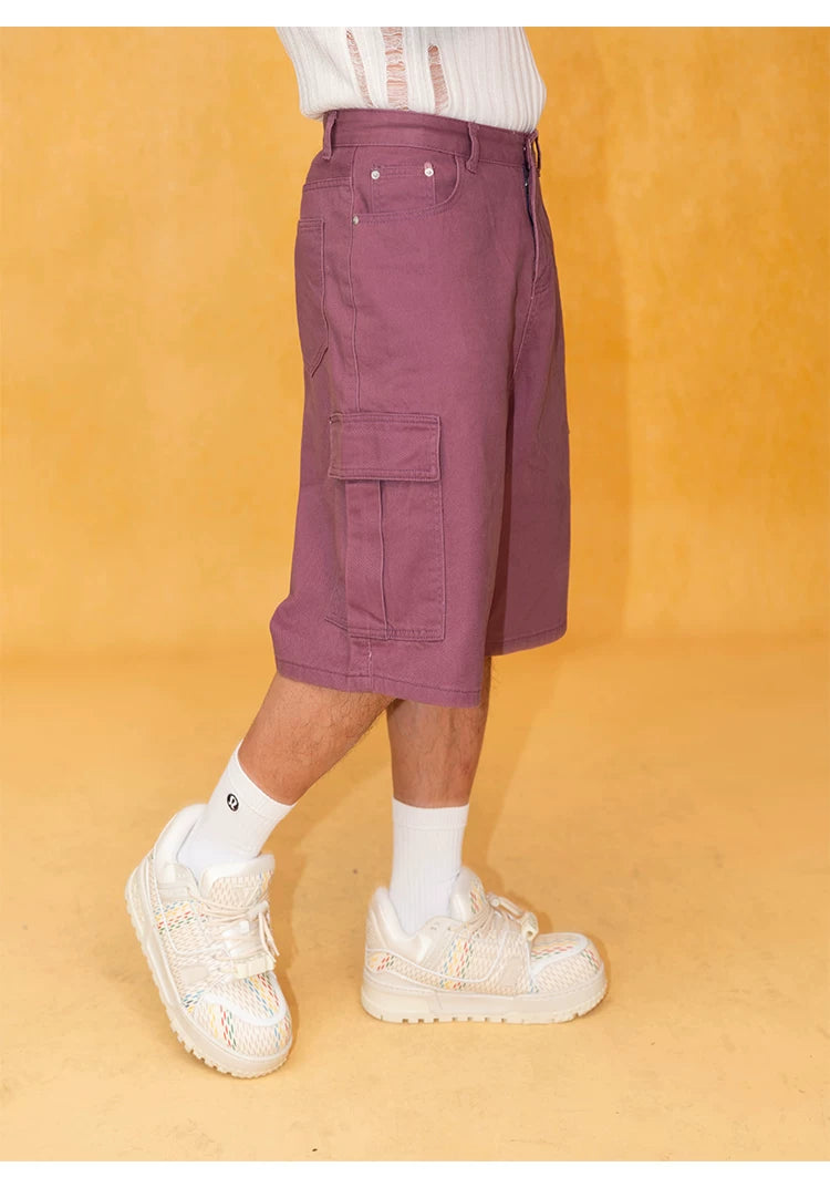 Men's Vintage Loose Cargo Denim Shorts
