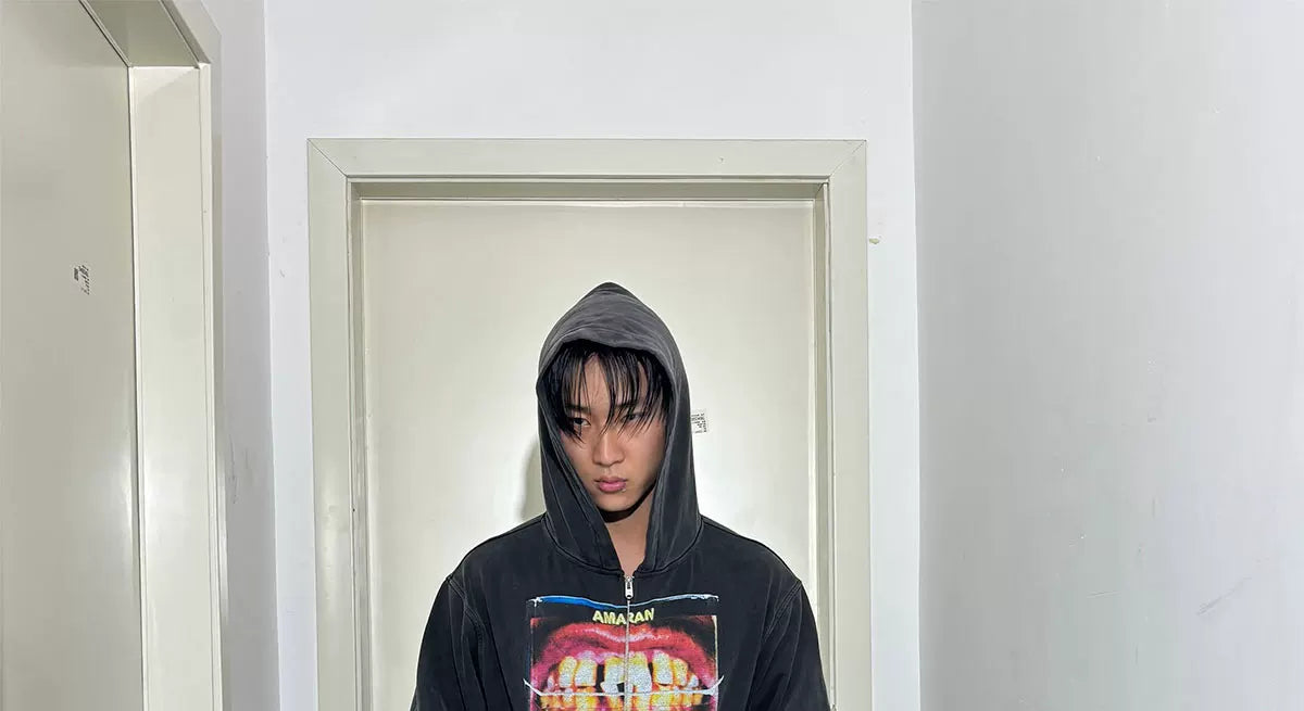 Washed Distressed Slim Fit Cropped Hoodie