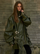 Loose Riveted Punk Leather Jacket
