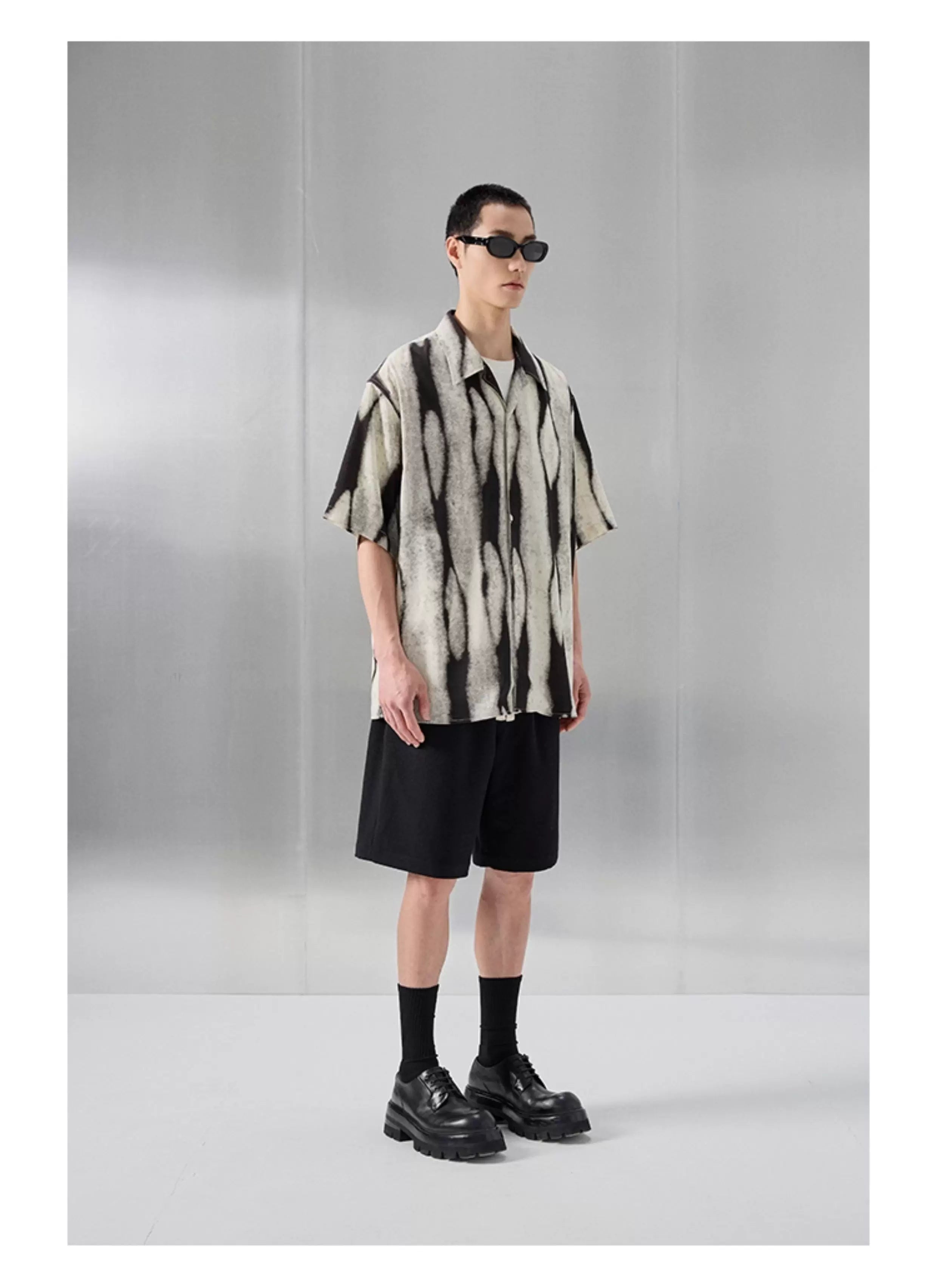 Printed Short Sleeve Cuban Collar Shirt