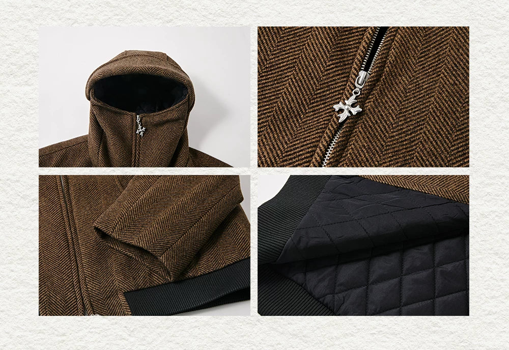Men's Herringbone Hooded Puffer Jacket