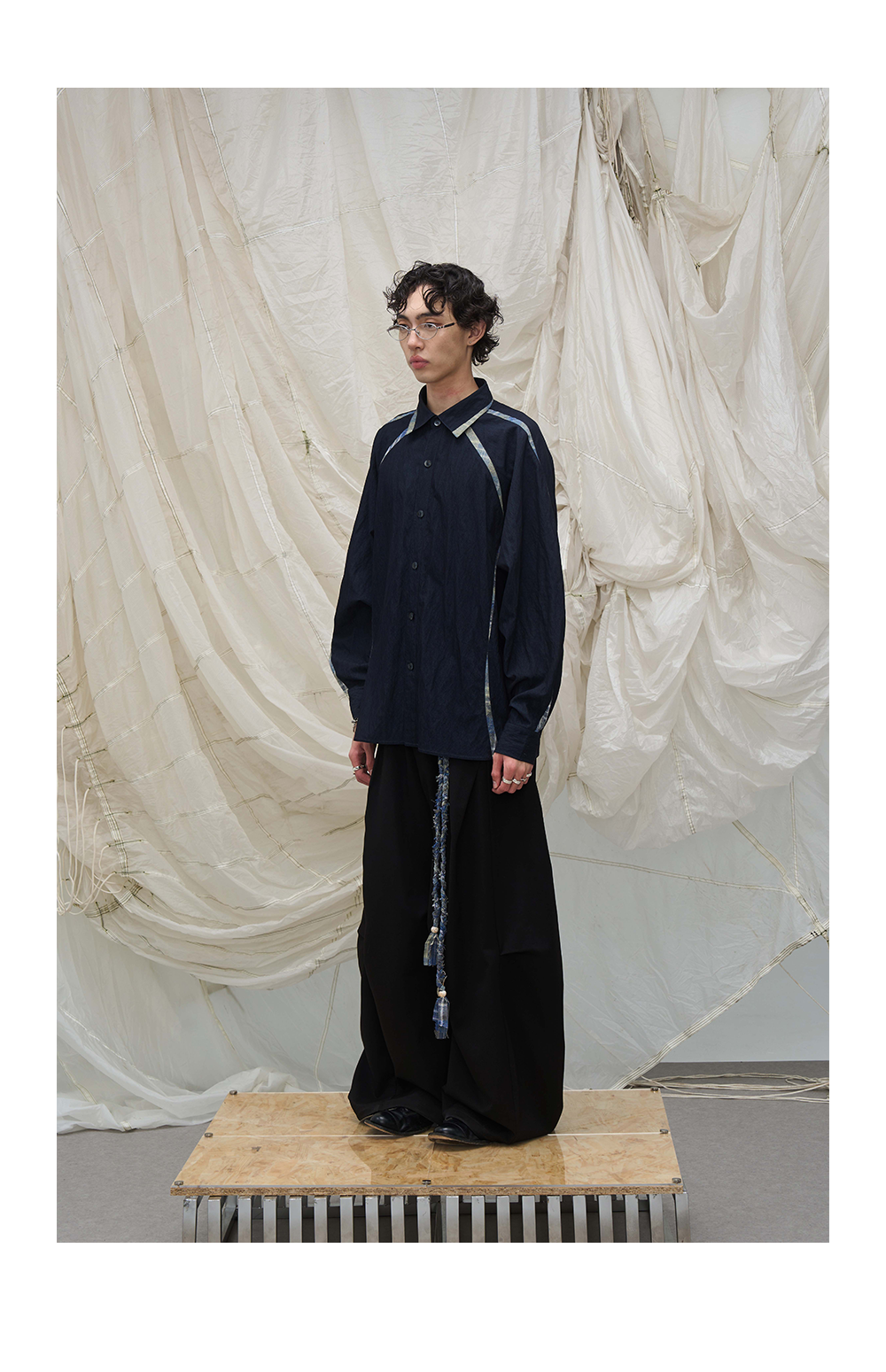 Loose Draped Pleated Curved Trousers