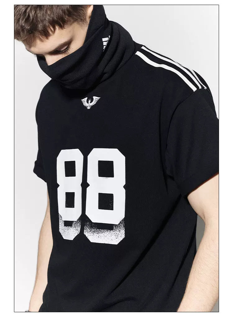 Striped Patchwork 88 Print Football Tee