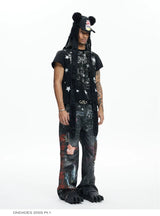 Punk Star Print Slim Cuffed Tee