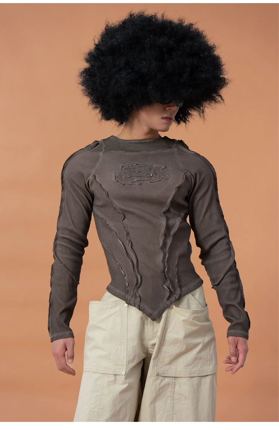 Men's Slim Striped Distressed Long-Sleeve Tee
