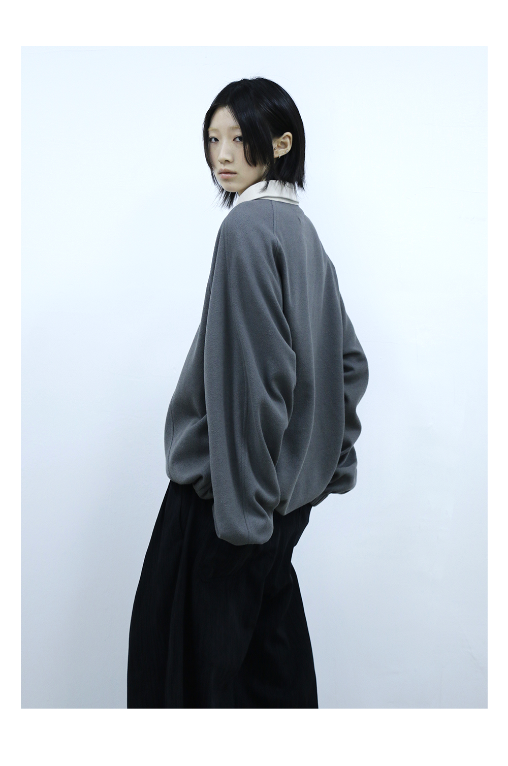 Half-Zip Deconstructed Long-Sleeve Suede Polo Shirt
