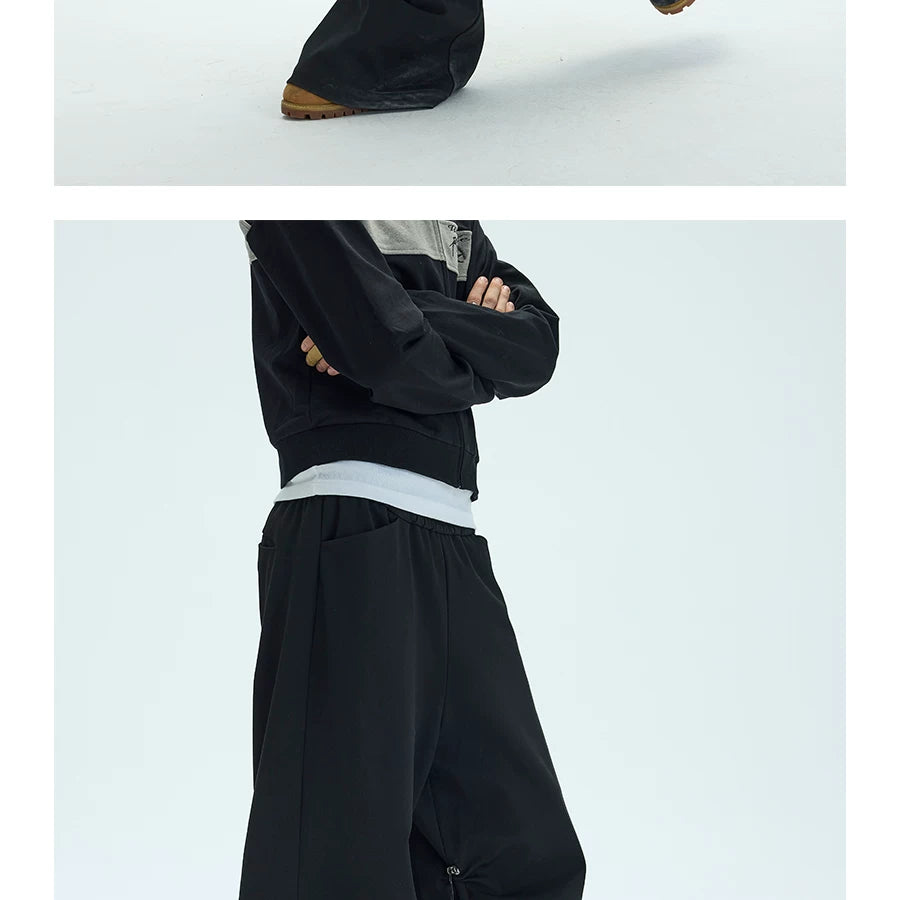 Black Side Adjustable Chain Casual Pants