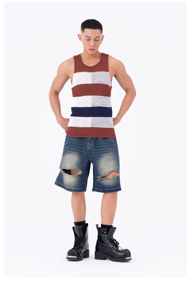 Men's Breathable Colorblock Mesh Knit Vest