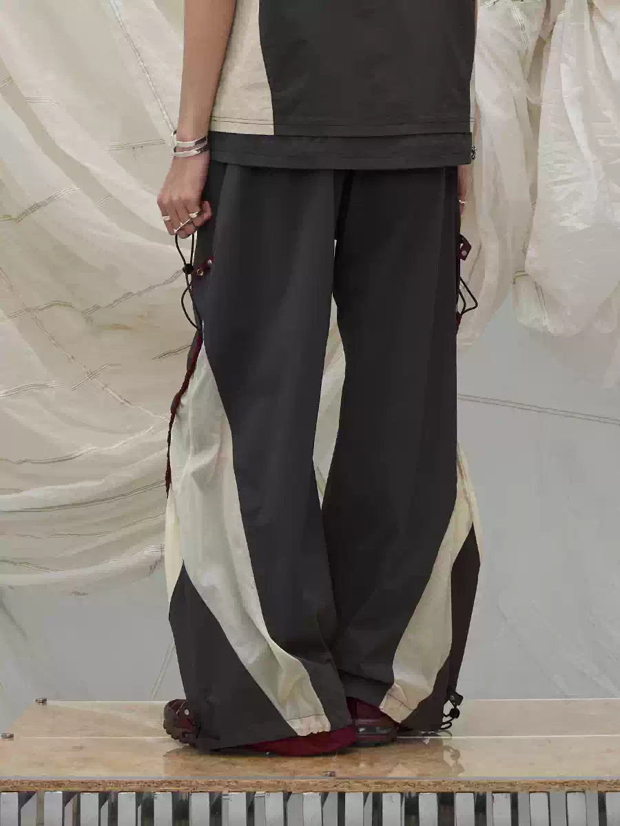 Contrast Paneled Double Cuffed Nylon Pants