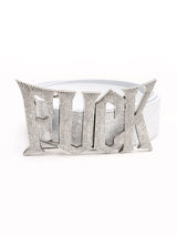 Diamond Encrusted Silver Leather Belt