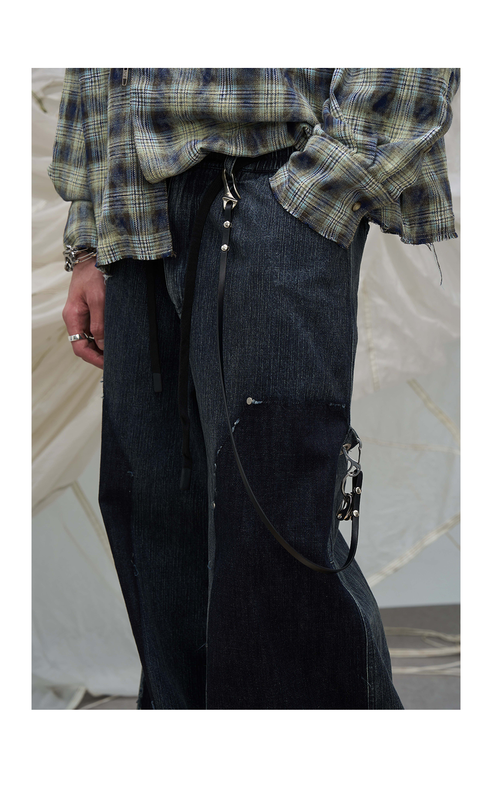 Double Hook Leather Rope Pants Chain