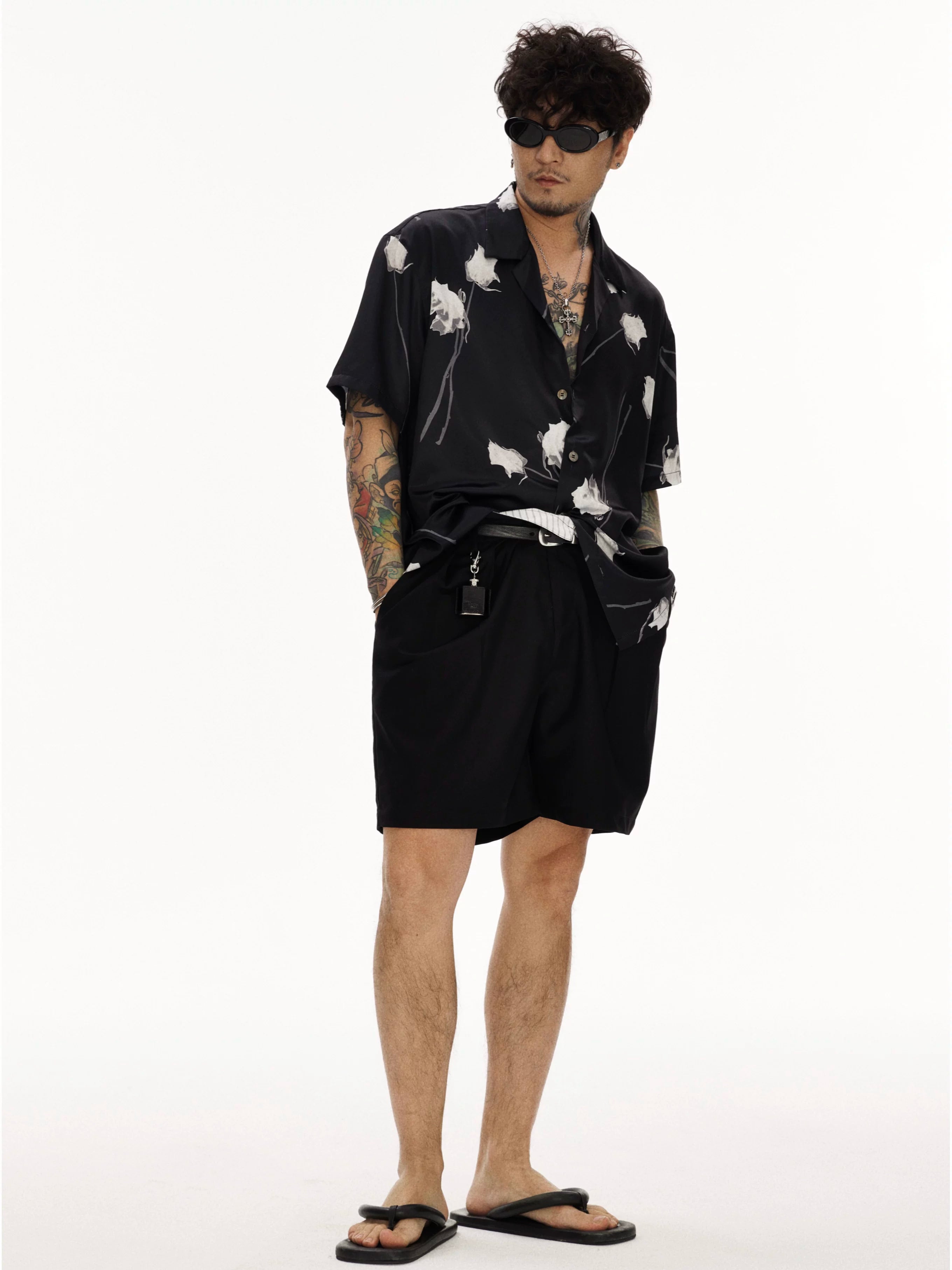 Black Rose Cuban Collar Hawaiian Shirt
