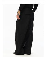 Black Vertical Striped Wool Dress Pants
