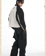 Men's Loose Short Patchwork Zip Jacket