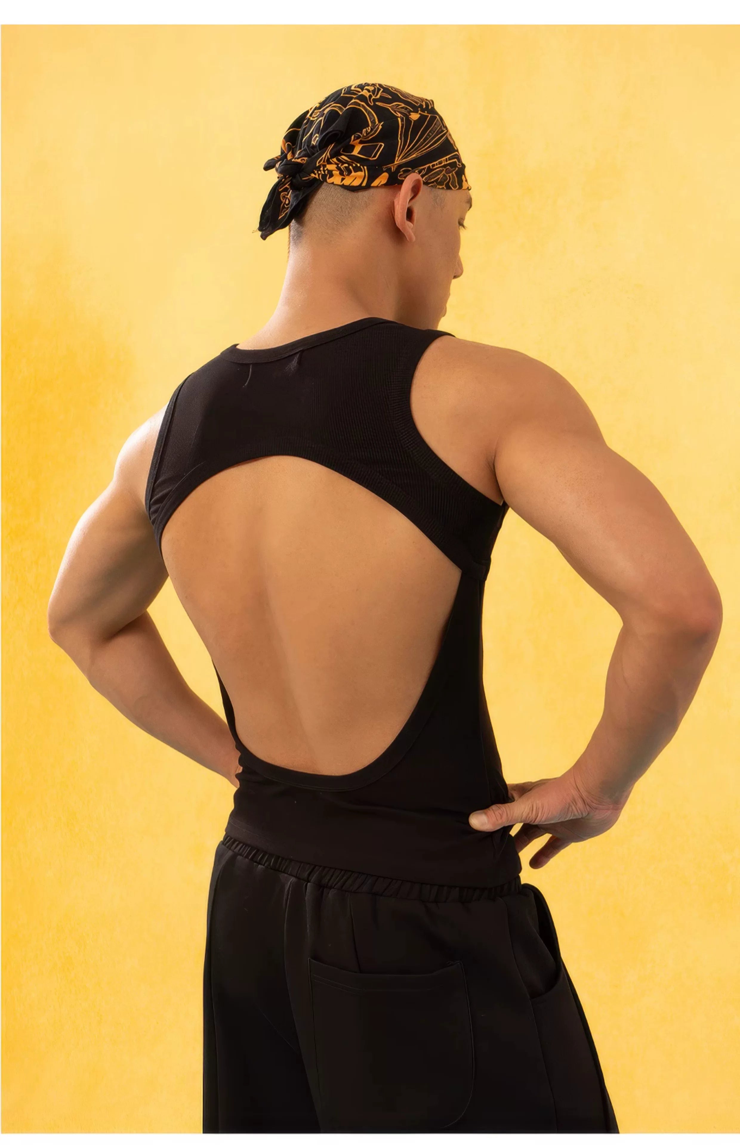 Unisex Bicolor Backless Sequin Tank Tops