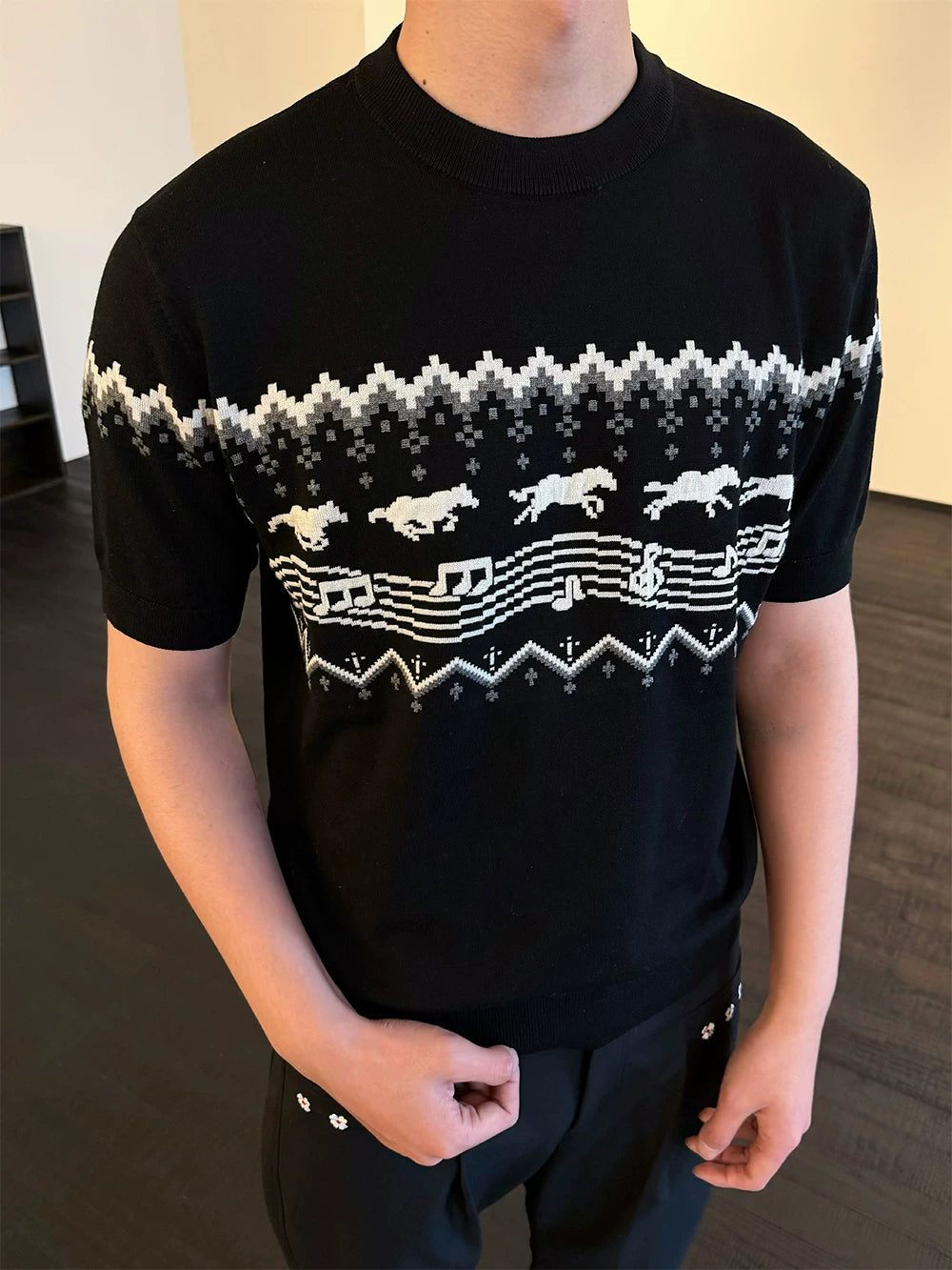 Antibacterial Lyocell Fair Isle Note Tee