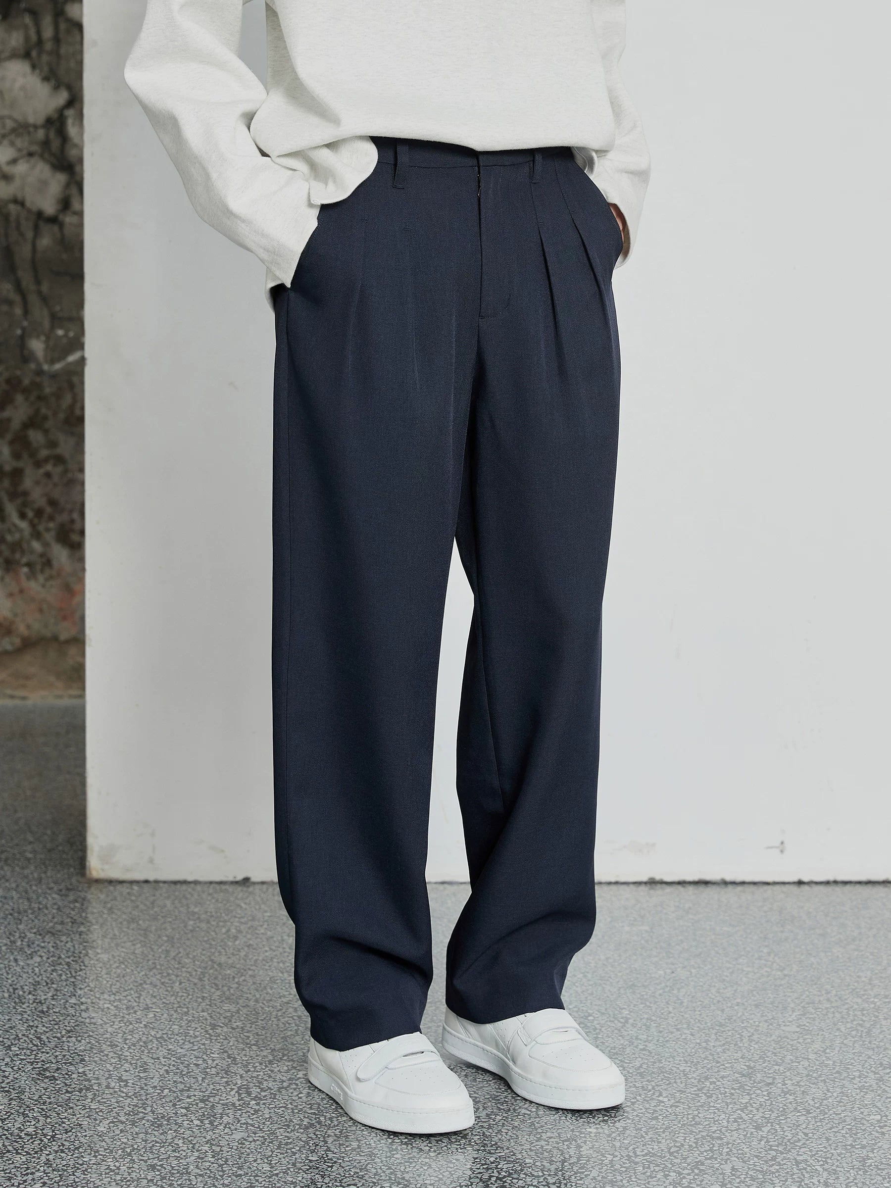Pleated Wide Leg Suit Pants
