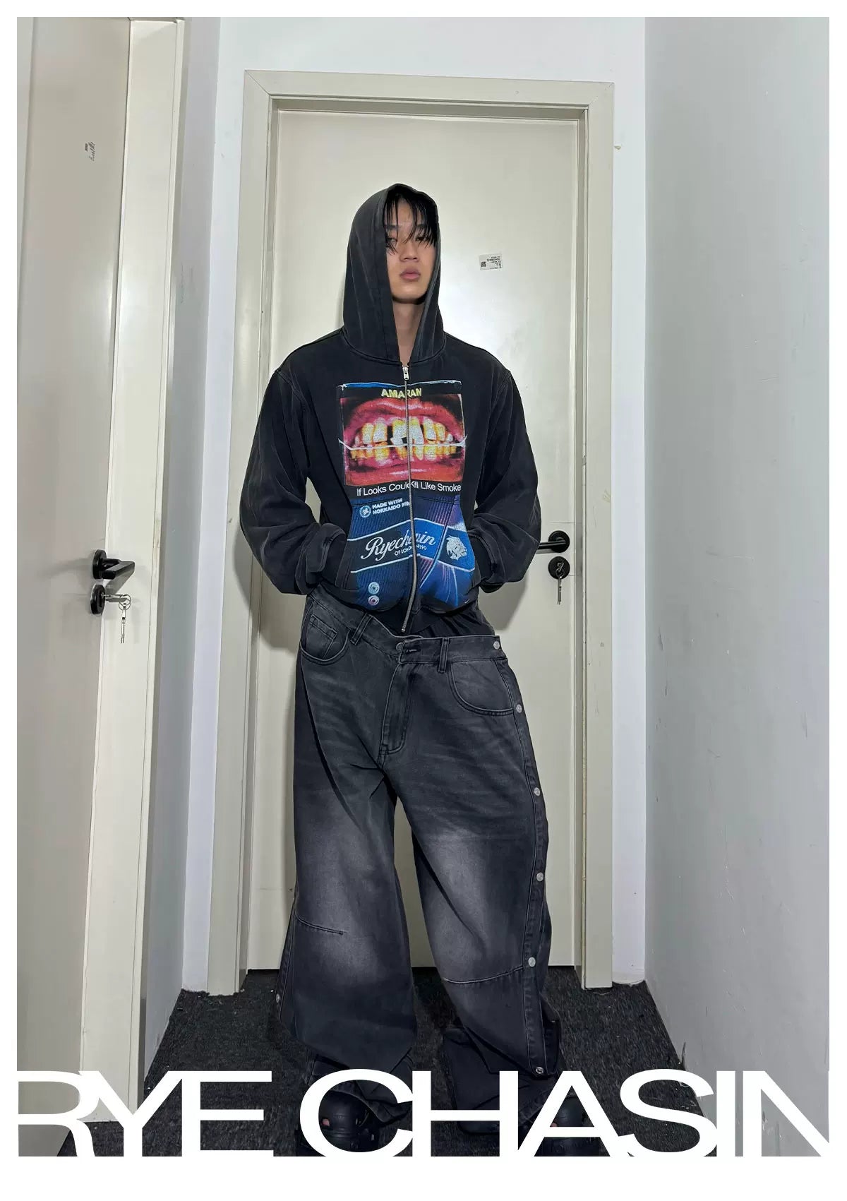 Washed Distressed Slim Fit Cropped Hoodie