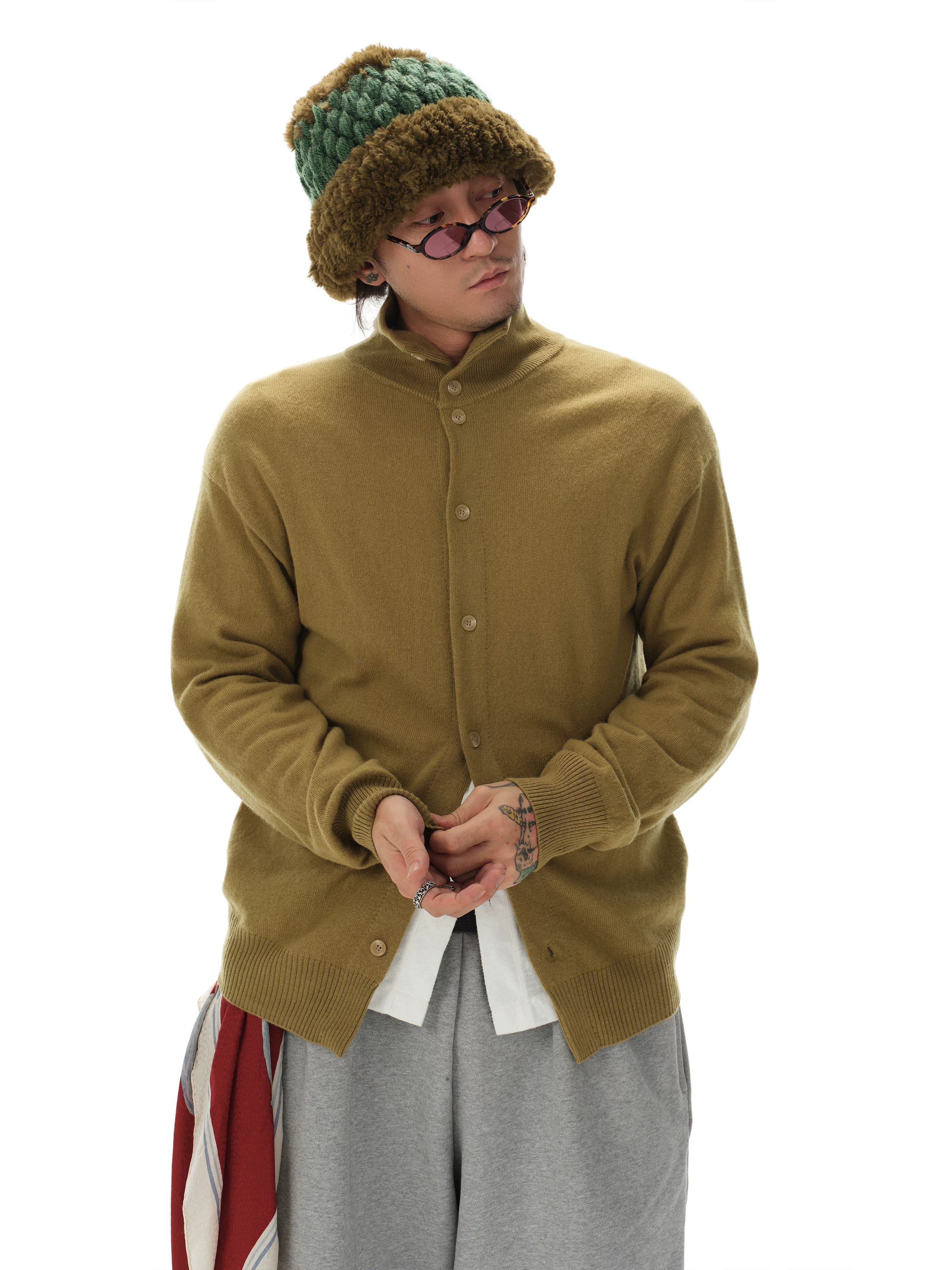 Turtleneck Merino Wool Cashmere Cardigan