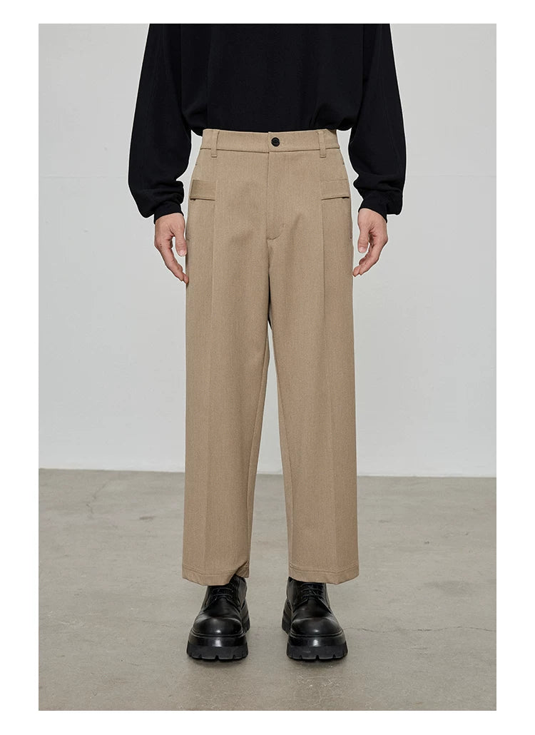 Casual Cropped Elastic Waist Pants