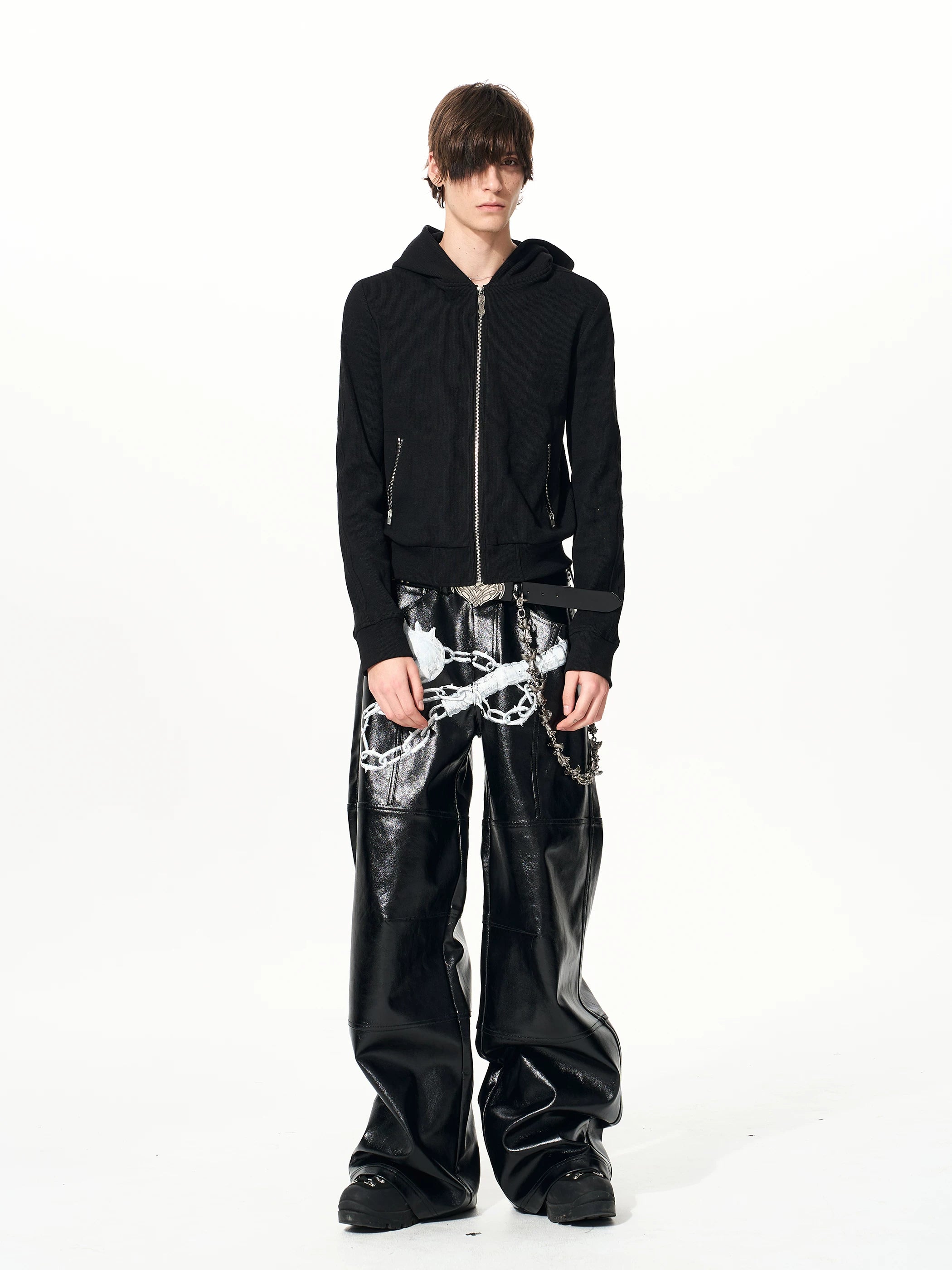 Men's Black Skull Cross Zip Hoodie