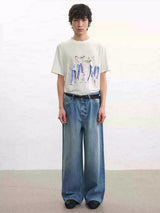 Printed Short-sleeve Tee with Tencel Wool