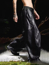 Pleated Tapered Leather Pants