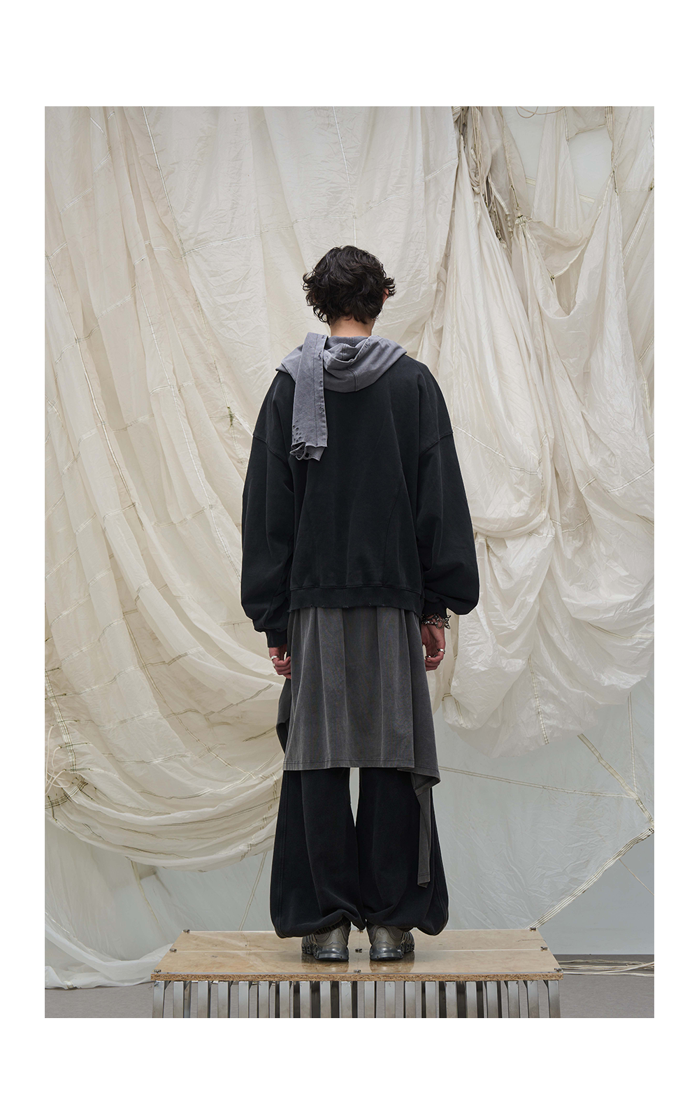 Casual Washed Detachable Tee Flap Sweatpants