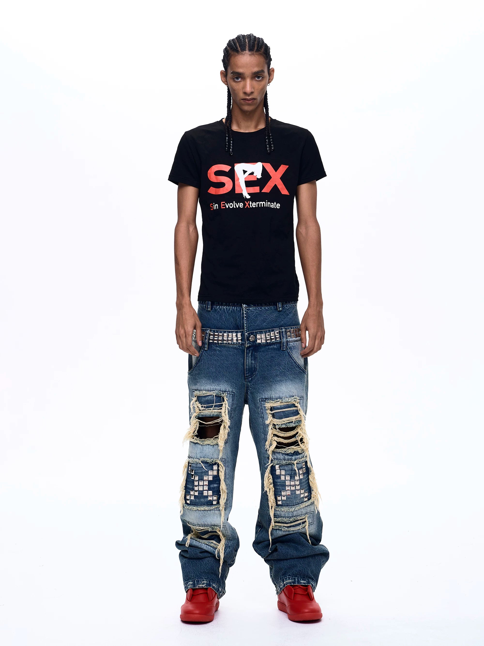 Streetwear Letter Print Crew Neck Tees