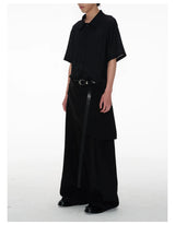 Hollow Striped Short Sleeve Crop Shirt