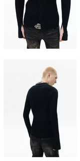 Ribbed Sheer Fitted Knit Cardigan