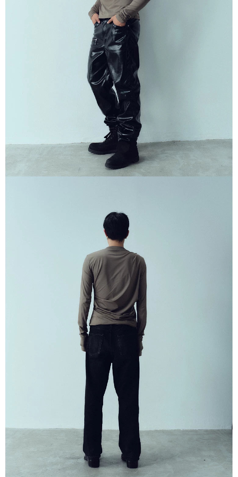 Wrinkled Slim Fit Long Sleeve Top
