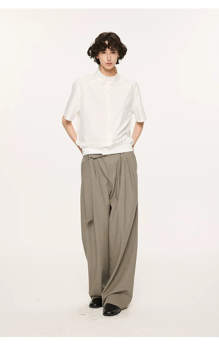 High Waist Wide Leg Belted Pants