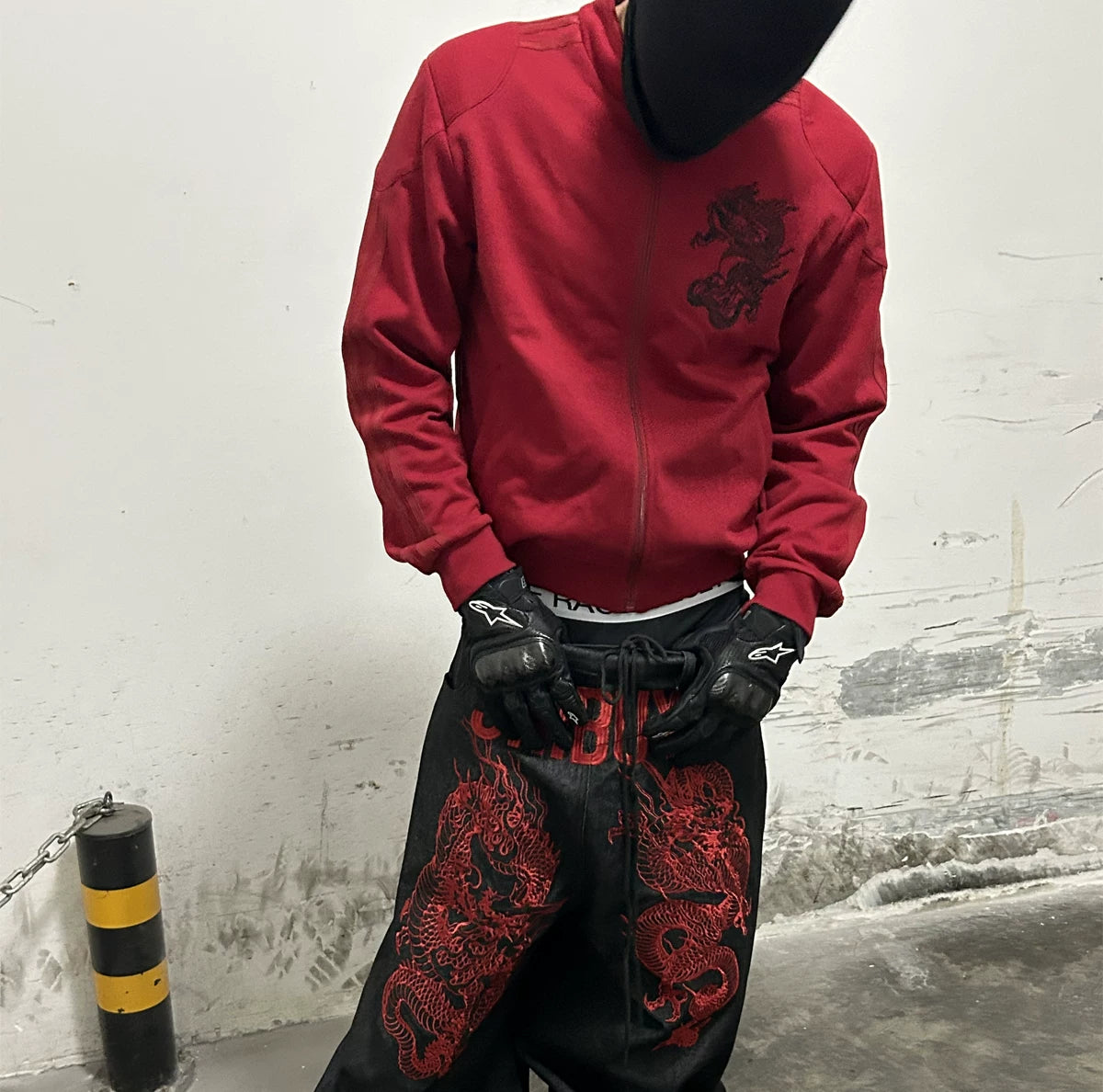 Reversible Dragon Embroidery Denim Jeans