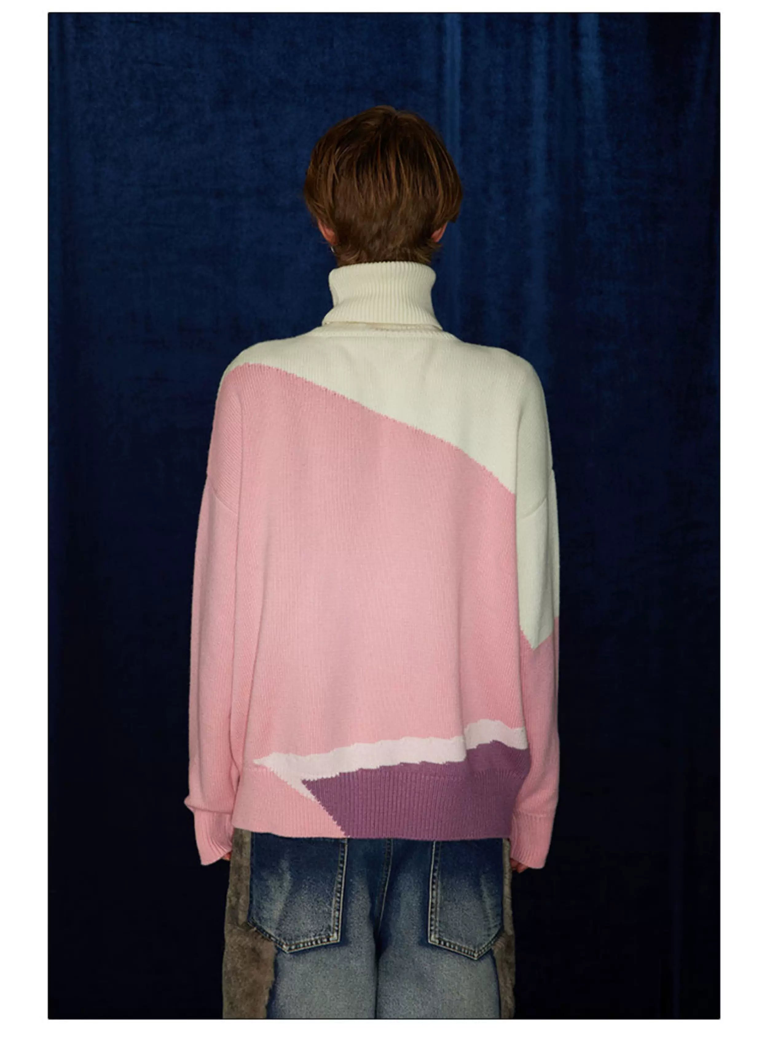 Mid-length Thick Wool Blend Turtleneck Sweater