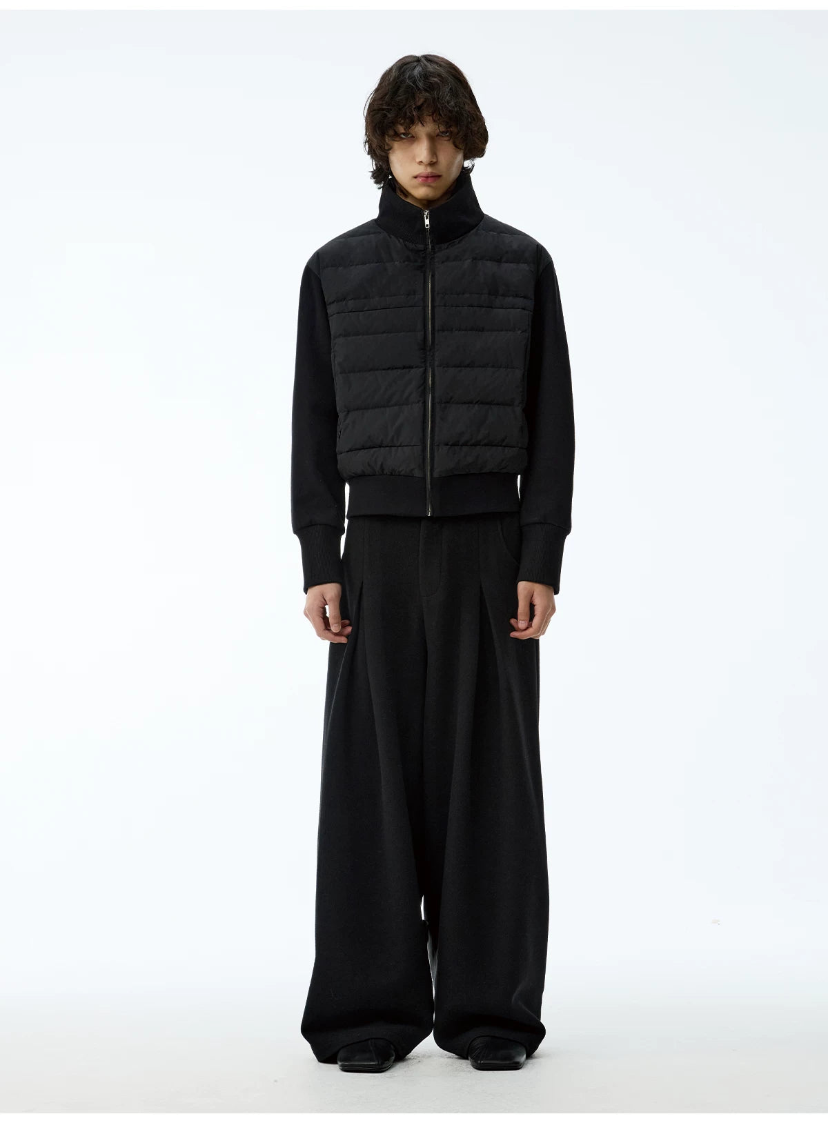 Lightweight Ribbed Stand Collar Down Jacket