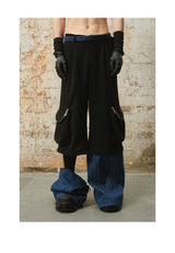 Detachable Suede Denim Patchwork Cargo Pants