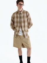 Plaid Woven Cotton Long Sleeve Shirt