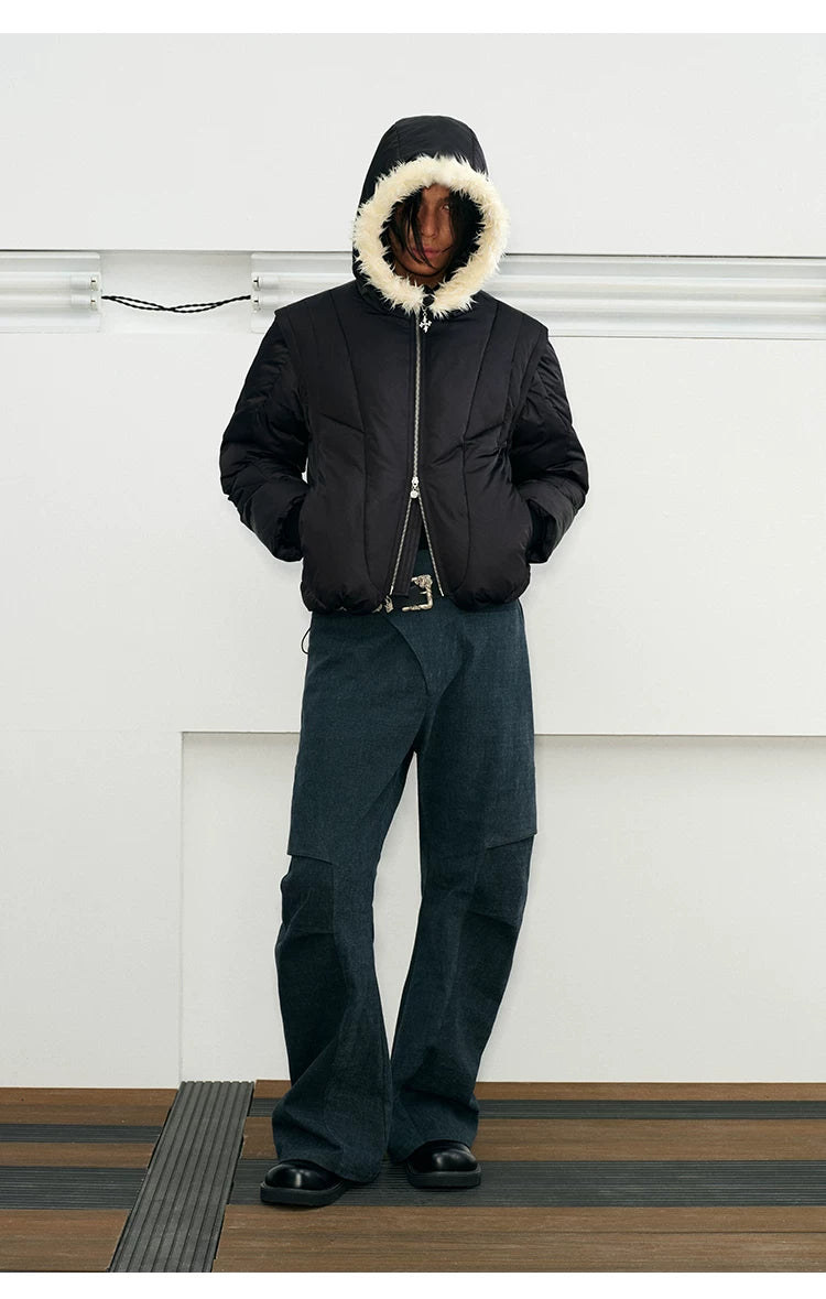 Men's 2-in-1 Winter Fur-Trimmed Puffer Vest